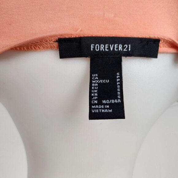 Forever 21 Knit Melon Cropped Wrap Short Puff Sleeve Top Womens S - Picture 4 of 4